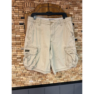 Vintage Aeropostale Y2K Authentic Cargos Tan Baggy Shorts 100% Cotton Size 31